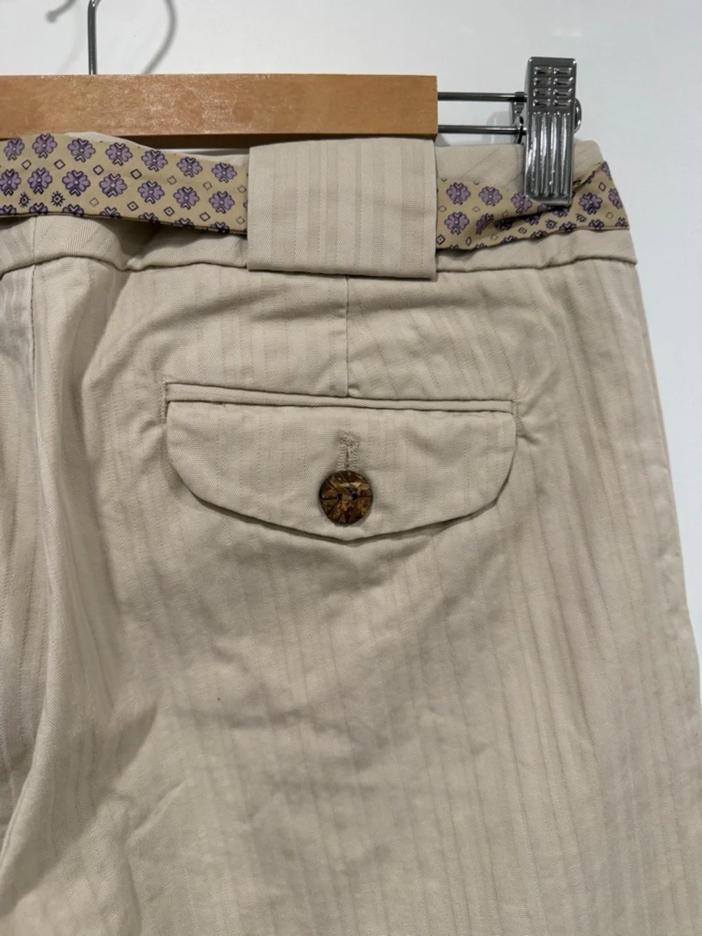 Y2K GAPstretch, Beige Stretch Ankle Wide Leg Chino with flowered tie belt - Picture 10 of 11